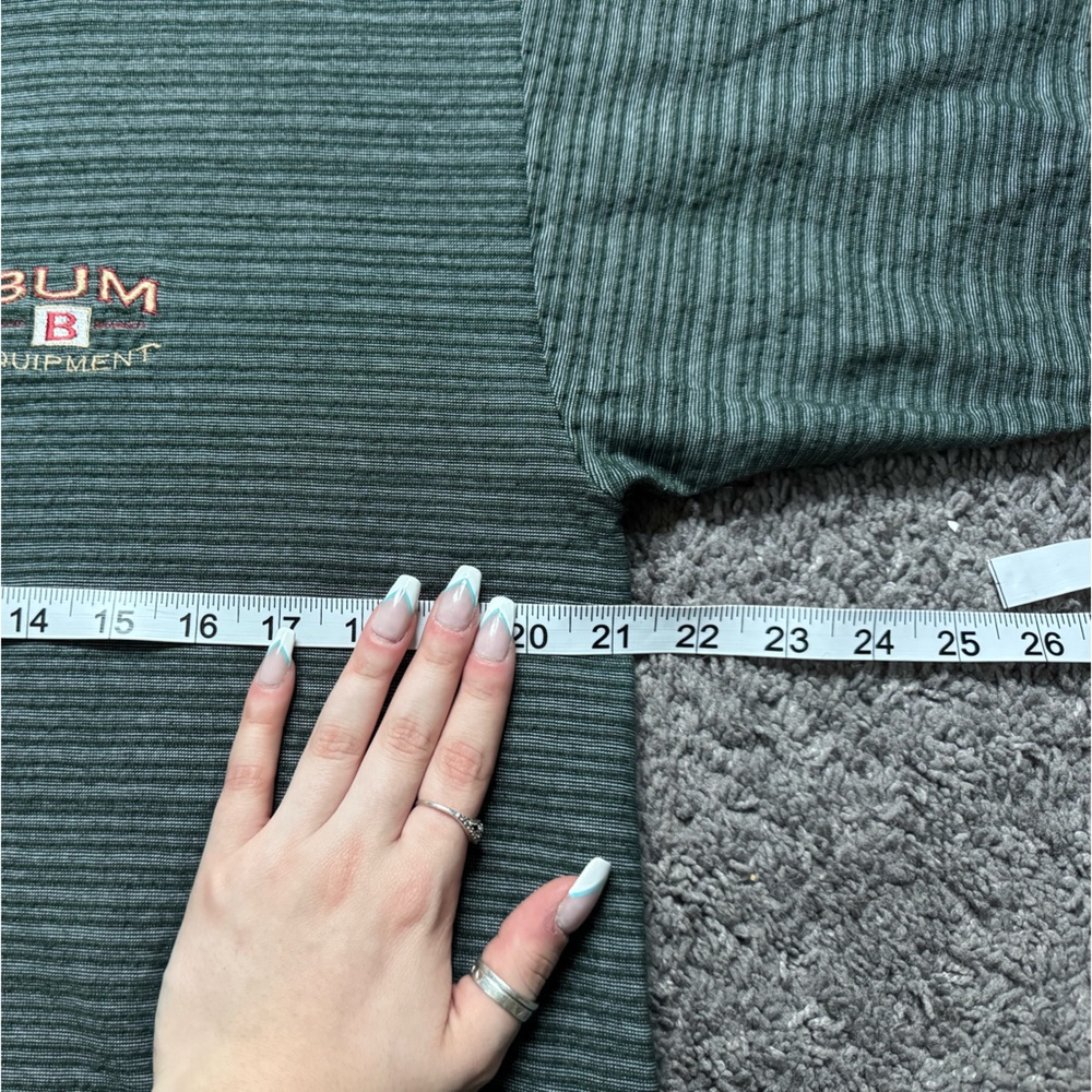 B.U.M EQUIPMENT VINTAGE Men’s Green Striped Cropped Tee - Picture 7 of 7